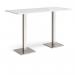 Brescia rectangular poseur table with flat square brushed steel bases 1800mm x 800mm - white BPR1800-BS-WH