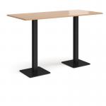 Brescia rectangular poseur table with flat square black bases 1800mm x 800mm - beech BPR1800-K-B