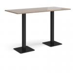 Brescia rectangular poseur table with flat square black bases 1800mm x 800mm - barcelona walnut BPR1800-K-BW