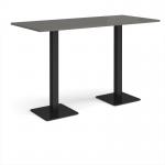 Brescia rectangular poseur table with flat square black bases 1800mm x 800mm - Onyx Grey BPR1800-K-OG