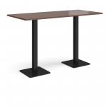 Brescia rectangular poseur table with flat square black bases 1800mm x 800mm - walnut BPR1800-K-W