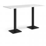 Brescia rectangular poseur table with flat square black bases 1800mm x 800mm - white