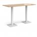 Brescia rectangular poseur table with flat square white bases 1800mm x 800mm - beech BPR1800-WH-B