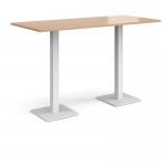 Brescia rectangular poseur table with flat square white bases 1800mm x 800mm - beech BPR1800-WH-B