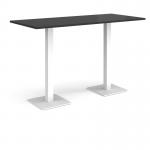Brescia rectangular poseur table with flat square white bases 1800mm x 800mm - Black BPR1800-WH-BK