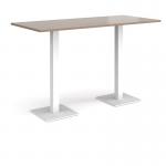 Brescia rectangular poseur table with flat square white bases 1800mm x 800mm - barcelona walnut BPR1800-WH-BW