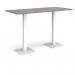 Brescia rectangular poseur table with flat square white bases 1800mm x 800mm - grey oak BPR1800-WH-GO