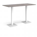 Brescia rectangular poseur table with flat square white bases 1800mm x 800mm - grey oak BPR1800-WH-GO