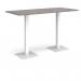 Brescia rectangular poseur table with flat square white bases 1800mm x 800mm - grey oak