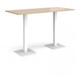 Brescia rectangular poseur table with flat square white bases 1800mm x 800mm - kendal oak BPR1800-WH-KO