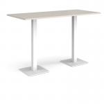 Brescia rectangular poseur table with flat square white bases 1800mm x 800mm - Light Grey BPR1800-WH-LG