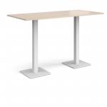 Brescia rectangular poseur table with flat square white bases 1800mm x 800mm - maple