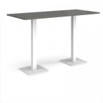 Brescia rectangular poseur table with flat square white bases 1800mm x 800mm - Onyx Grey BPR1800-WH-OG