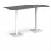 Brescia rectangular poseur table with flat square white bases 1800mm x 800mm - Onyx Grey BPR1800-WH-OG