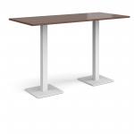 Brescia rectangular poseur table with flat square white bases 1800mm x 800mm - walnut
