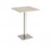 Brescia square poseur table with flat square brushed steel base 800mm - made to order BPS800-BS