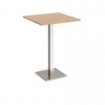 Brescia square poseur table with flat square brushed steel base 800mm - made to order BPS800-BS