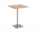 Brescia square poseur table with flat square brushed steel base 800mm - made to order