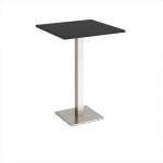 Brescia square poseur table with flat square brushed steel base 800mm - Black BPS800-BS-BK