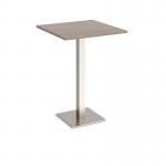 Brescia square poseur table with flat square brushed steel base 800mm - barcelona walnut BPS800-BS-BW
