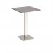 Brescia square poseur table with flat square brushed steel base 800mm - grey oak