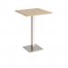 Brescia square poseur table with flat square brushed steel base 800mm - kendal oak