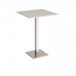 Brescia square poseur table with flat square brushed steel base 800mm - Light Grey BPS800-BS-LG
