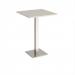 Brescia square poseur table with flat square brushed steel base 800mm - Light Grey BPS800-BS-LG