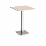 Brescia square poseur table with flat square brushed steel base 800mm - maple