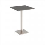 Brescia square poseur table with flat square brushed steel base 800mm - Onyx Grey BPS800-BS-OG