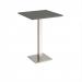 Brescia square poseur table with flat square brushed steel base 800mm - Onyx Grey BPS800-BS-OG