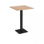 Brescia square poseur table with flat square black base 800mm - beech BPS800-K-B