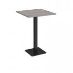 Brescia square poseur table with flat square black base 800mm - grey oak BPS800-K-GO