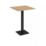 Brescia square poseur table with flat square black base 800mm - oak BPS800-K-O