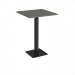 Brescia square poseur table with flat square black base 800mm - Onyx Grey BPS800-K-OG