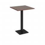 Brescia square poseur table with flat square black base 800mm - walnut