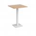 Brescia square poseur table with flat square white base 800mm - beech BPS800-WH-B