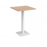 Brescia square poseur table with flat square white base 800mm - beech BPS800-WH-B