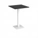 Brescia square poseur table with flat square white base 800mm - Black BPS800-WH-BK