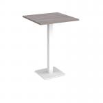 Brescia square poseur table with flat square white base 800mm - grey oak BPS800-WH-GO