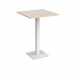 Brescia square poseur table with flat square white base 800mm - maple