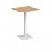 Brescia square poseur table with flat square white base 800mm - oak BPS800-WH-O