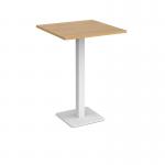 Brescia square poseur table with flat square white base 800mm - oak BPS800-WH-O