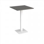 Brescia square poseur table with flat square white base 800mm - Onyx Grey+E911 BPS800-WH-OG
