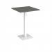 Brescia square poseur table with flat square white base 800mm - Onyx Grey+E911 BPS800-WH-OG