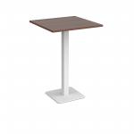 Brescia square poseur table with flat square white base 800mm - walnut BPS800-WH-W