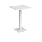 Brescia square poseur table with flat square white base 800mm - white BPS800-WH-WH