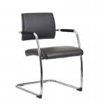 Bruges meeting room cantilever chair (pack of 2) - black faux leather BRU100C1