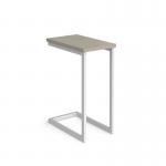 Buddy laptop table with white frame and oblong top, straight edge stained to match 25mm top BUDDY-2-WH