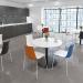 Monza circular dining table 800mm in beech with central circular cutout and Ion power module in black BUNDMDC-BION-K